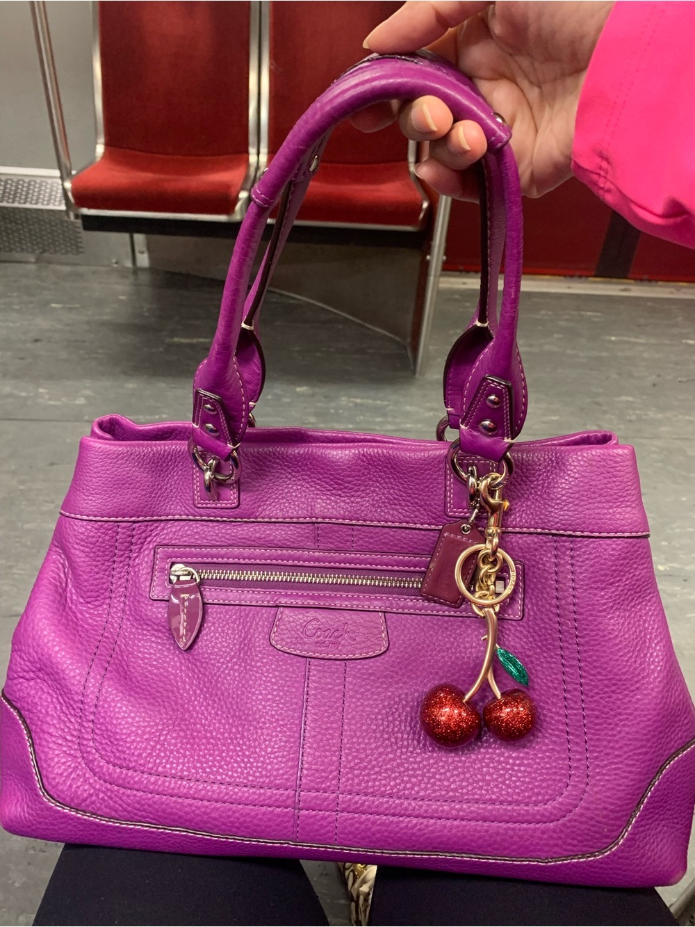 💜 Stunning Coach Purple Penelope Hampton Pebbled Leather Shoulder Bag 💜